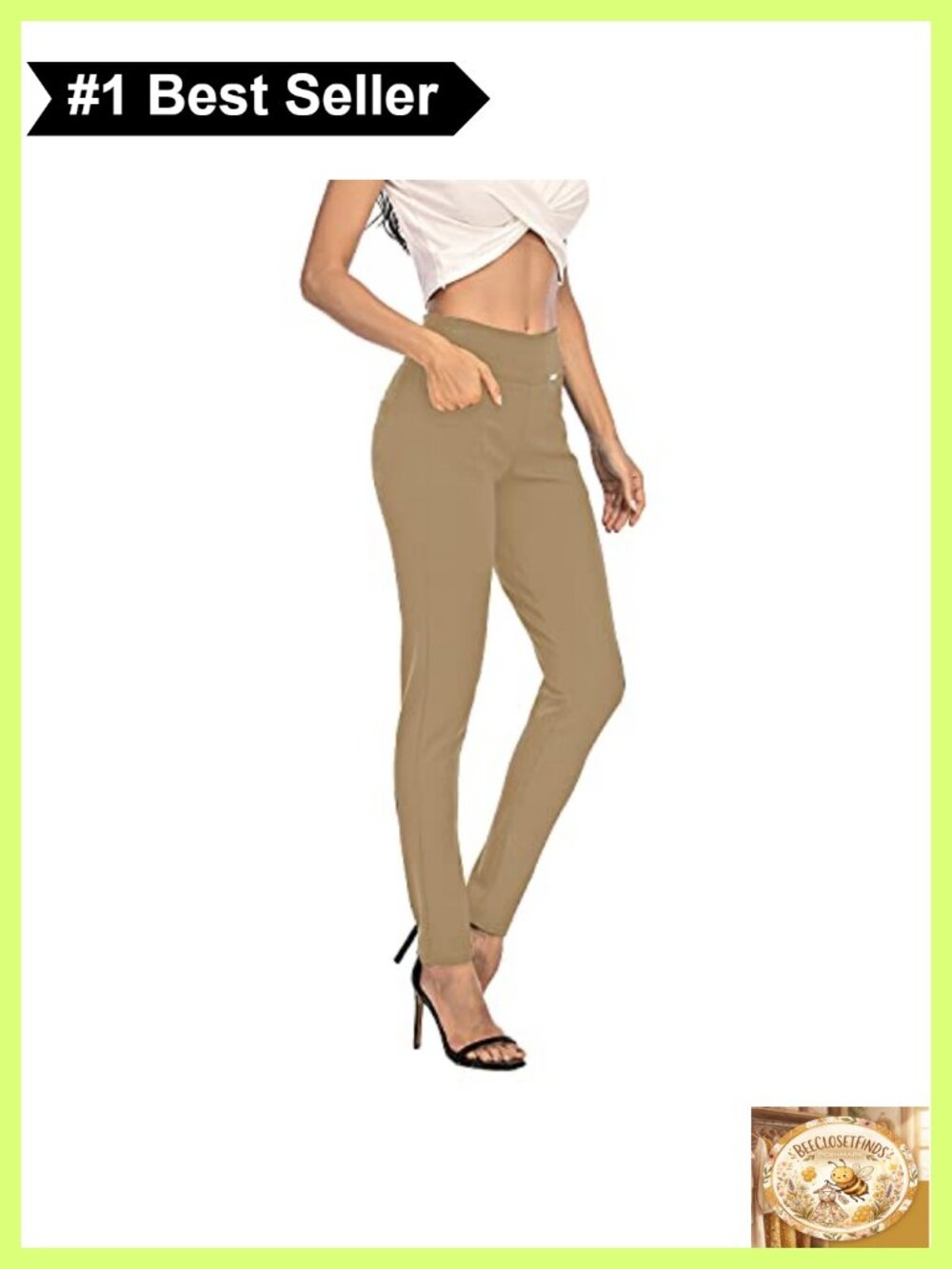 Women's Dress Pants High Waist Pull On Skinny Stretch Slim Fit Work Pants